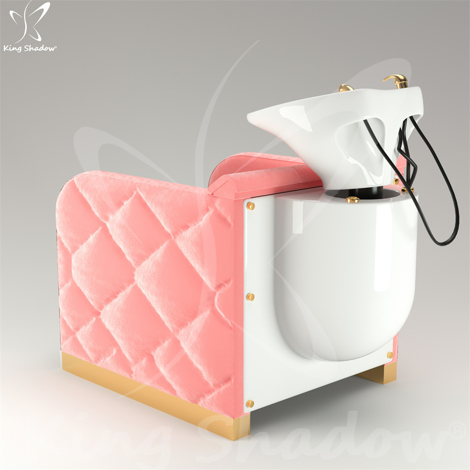 hair salon high quality basin massage pink electric shampoo chair and bowl