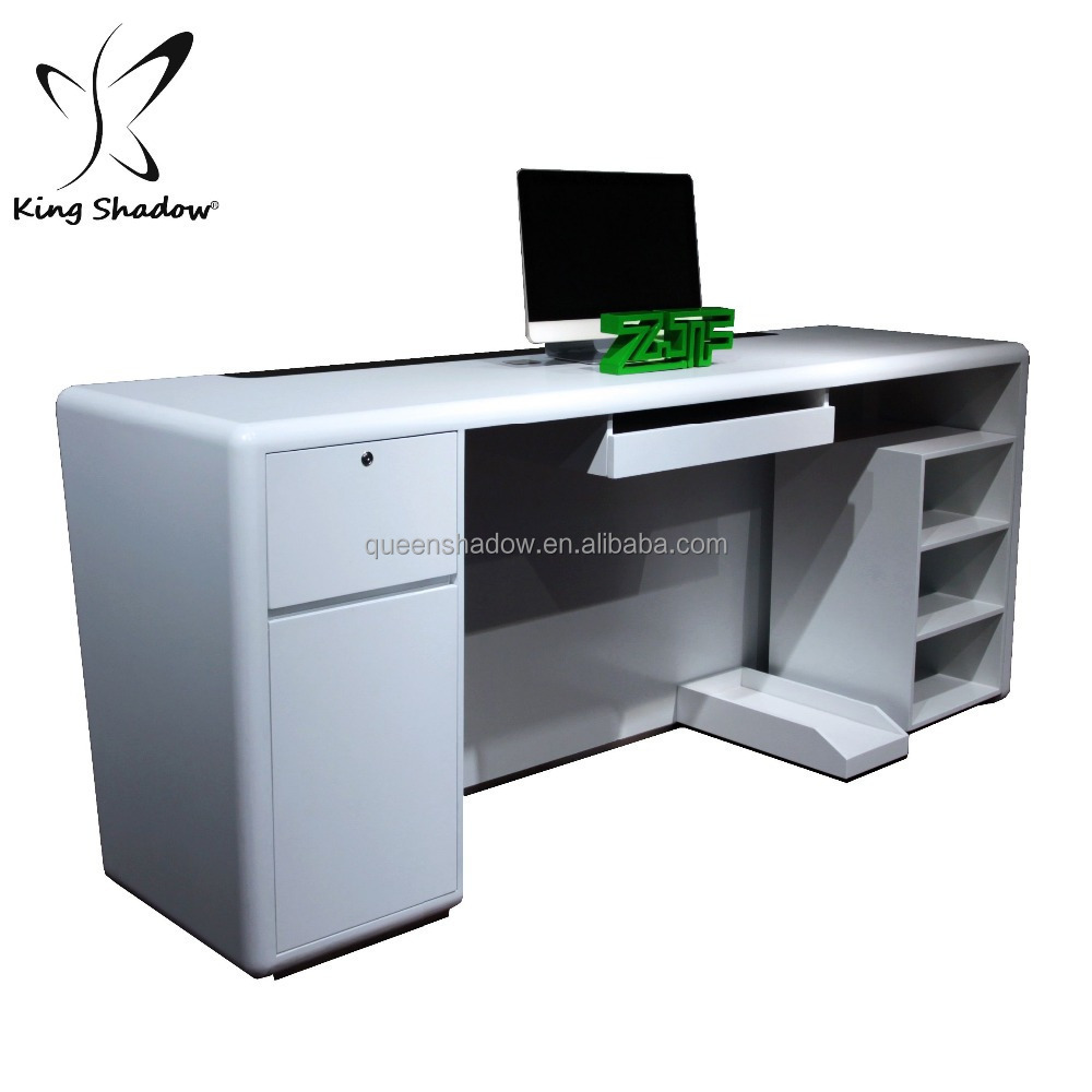 Custom Modern Wood Led Salon Gym Shop Cash Counter Hotel Salon Spa White Reception Desk for Sale