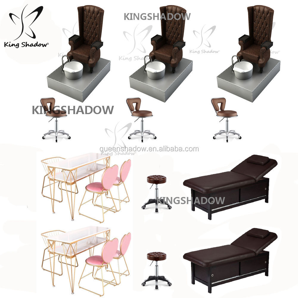 Wholesale White Nail Salon Furniture Supply Nail Bar Station Manicure Table Pedicure Chair