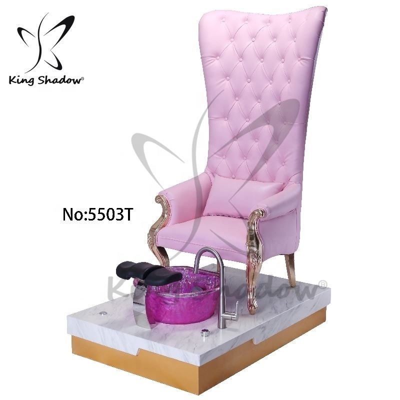 Kingshadow nail salon furniture luxury throne foot spa chairs pink pedicure chair with sink jet pedicure bowl