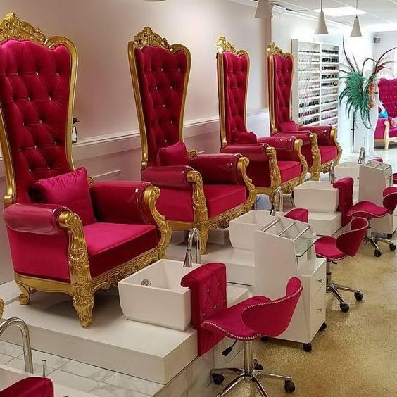 Kingshadow no plumbing manicure chairs cheap throne chair pink spa massage pedicure chair with pedicure sink