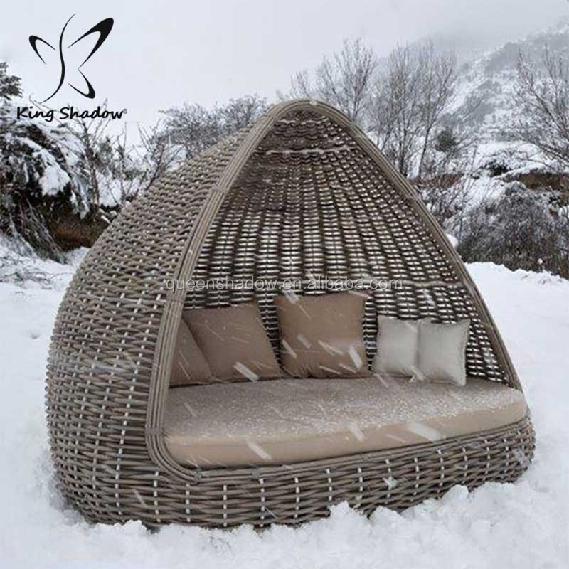 Round sunbed teak outdoor hanging daybed