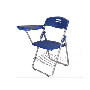 QS-FTC04 light weight Plastic folding chair training chair with writing pad tablet school chair