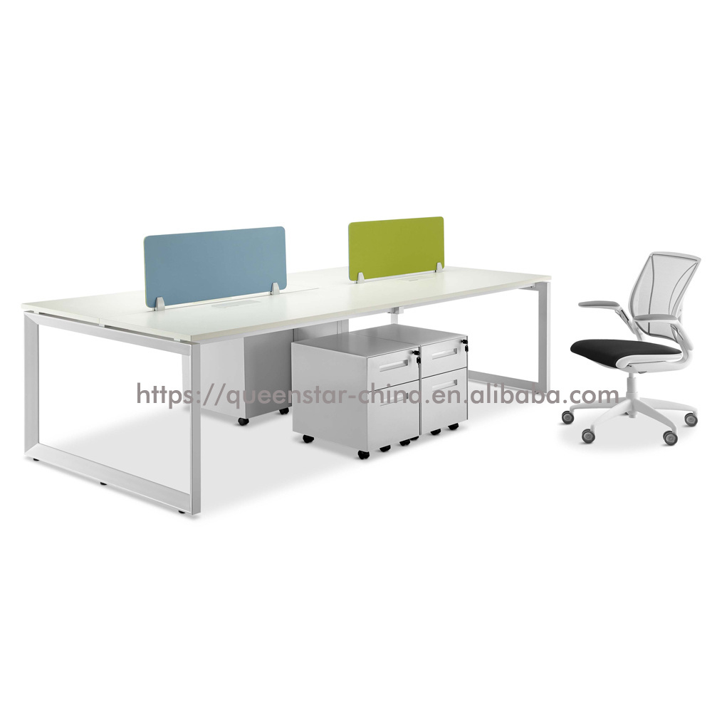 QS-J06 studio desk workstation for 2 or 4 person with divider screen with metal frame