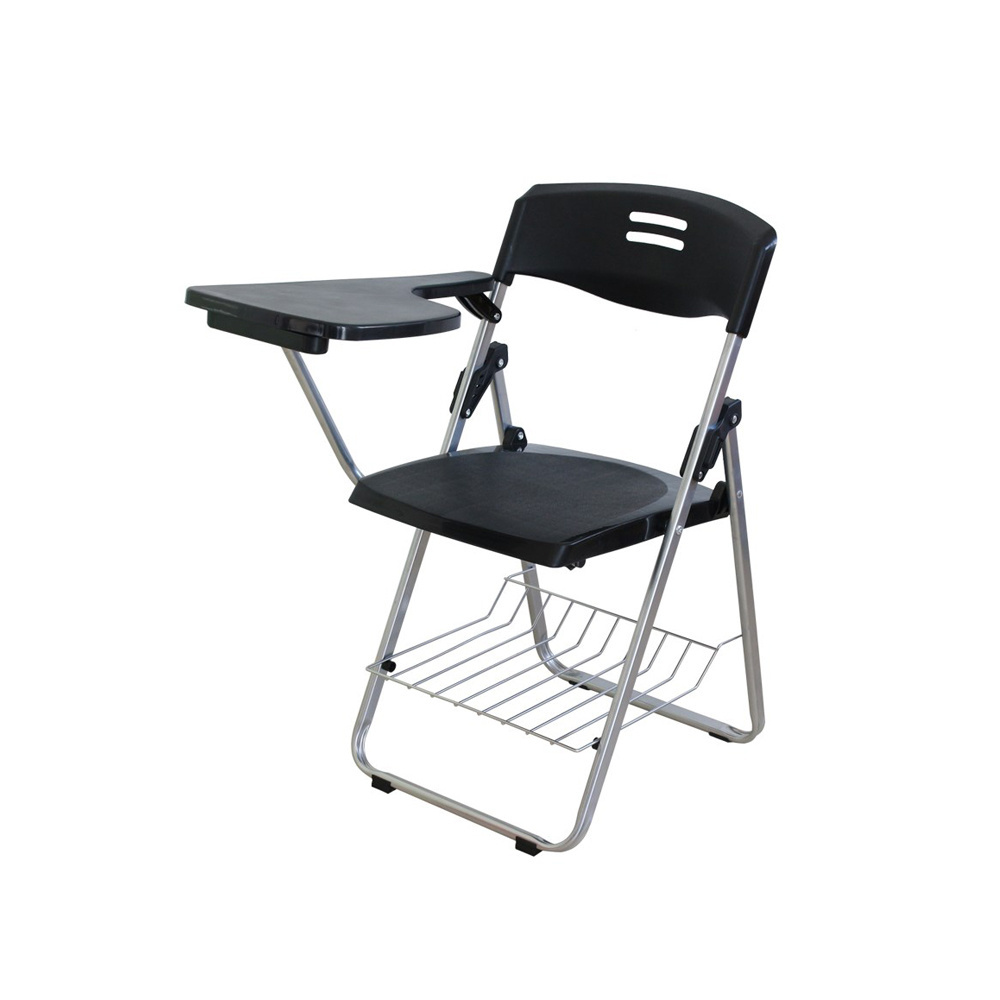 QS-FTC04 light weight Plastic folding chair training chair with writing pad tablet school chair