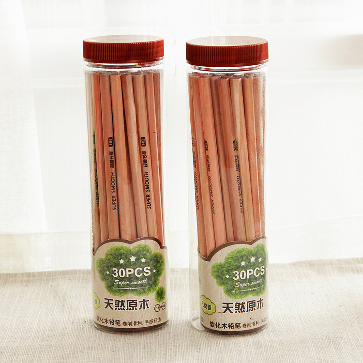 30 pieces of new creative environmental protection log pencils PET plastic barrels HB pencils