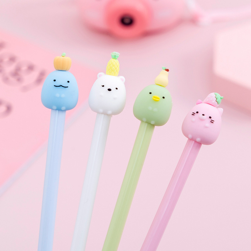 Creative cartoon cute  ear cat cat claw gel pen water pen black student gel pen stationery wholesale manufacturers