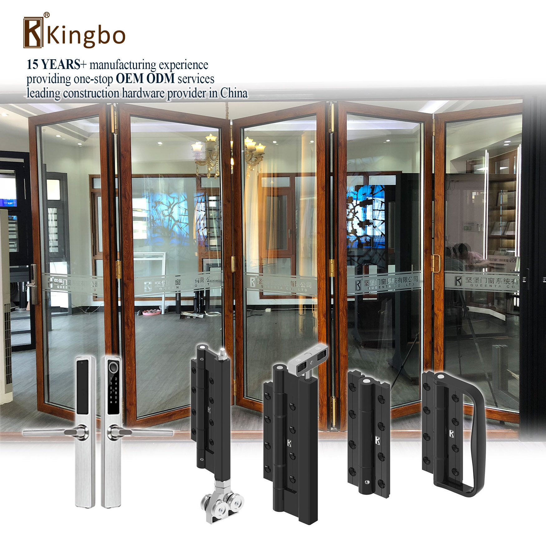 Folding Door Roller Hinge Bifold Aluminum Hardware Accessories Smart Lock Bi Black Heavy Duty Pivot Interior Sound Proof Bottom