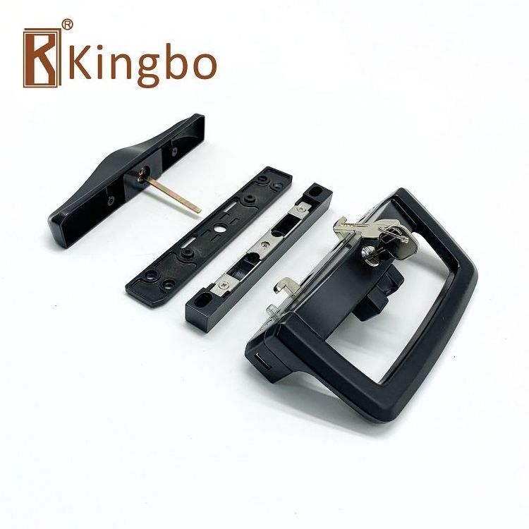 Aluminum Alloy Sliding Glass Door Hook Lock Latch Double Side With Key Pocket Great Appearance Handle Set Pull Hotel Bedroom