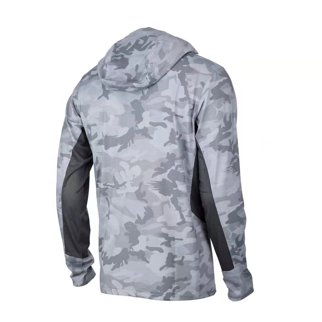 Popular HUK Sun Blocking Mens Outdoor Performance Camo Sublimation Hooded Uv fishing shirts