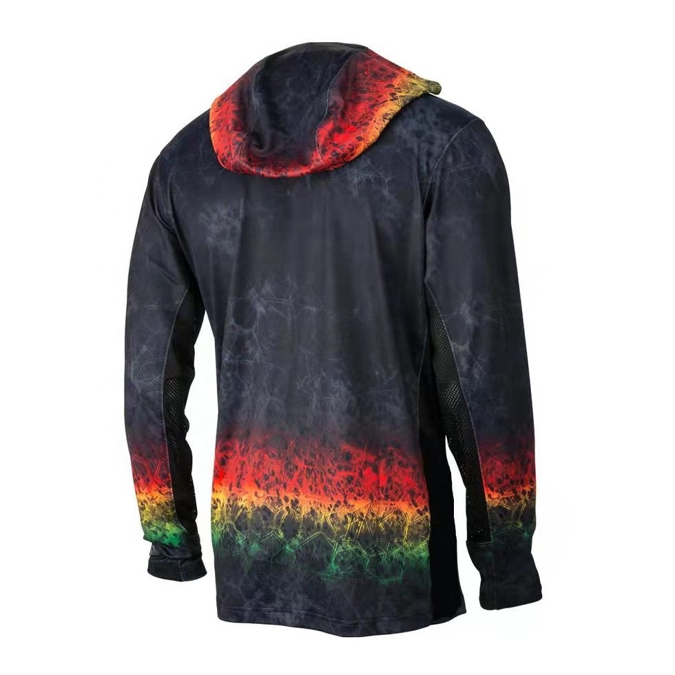 Popular HUK Sun Blocking Mens Outdoor Performance Camo Sublimation Hooded Uv fishing shirts