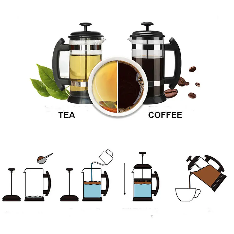 Utopia Kitchen Ounce French Press Espresso and Tea Maker Triple Filters Stainless Steel Plunger and Heat Resistant French press