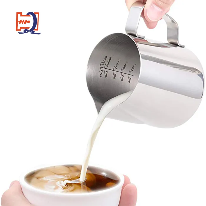 High Quality 350ml Stainless Latte Maker Frothing Steaming Coffee Jug Milk Pitcher  Coffee Milk Pitcher Measuring Jug