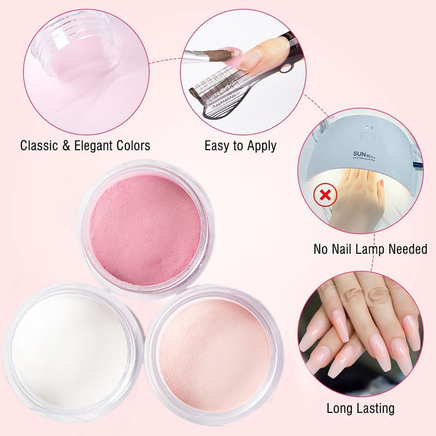 Nail Supplies Wholesale Acrylic Dip Powder Custom Logo Private Label High Quality 2 in 1 Clear Nail Dipping Acrylic Powder