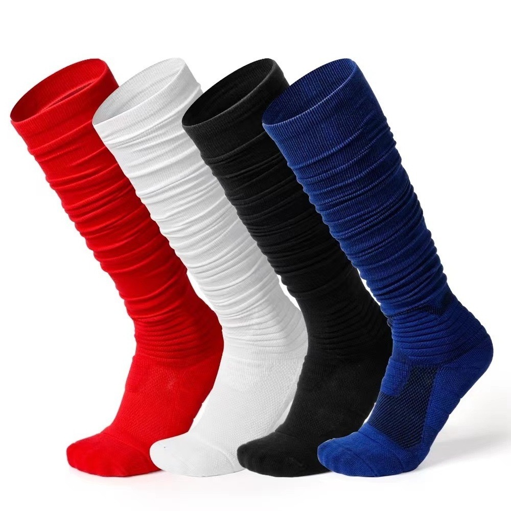 Quentin custom athletic youth american football scrunch up socks with grip rugby long scrunch socks soccer training custom logo