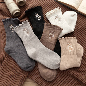 Quentin custom crew embroidery knitted socks high quality low moq custom good quality socks own logo embroidered unisex grip