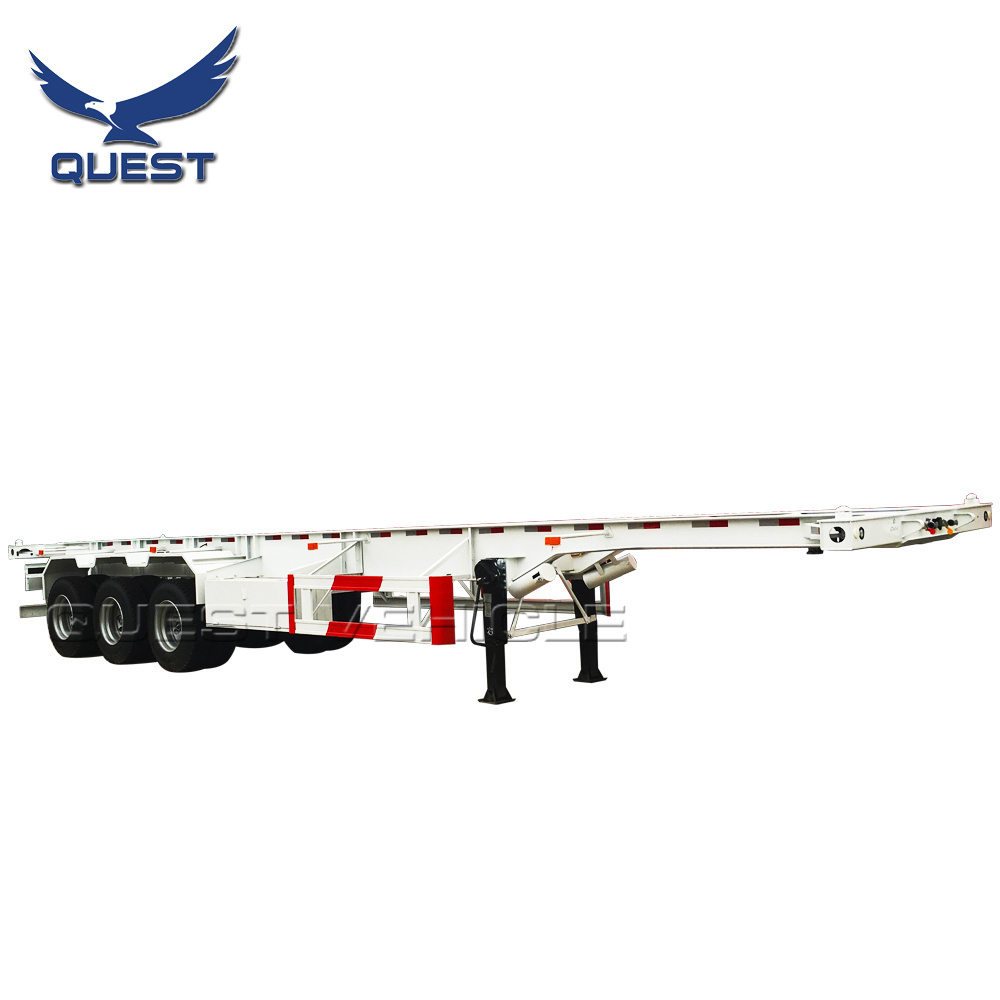 3 axles 40ft small gooseneck skeleton container transport semi trailer truck for sale