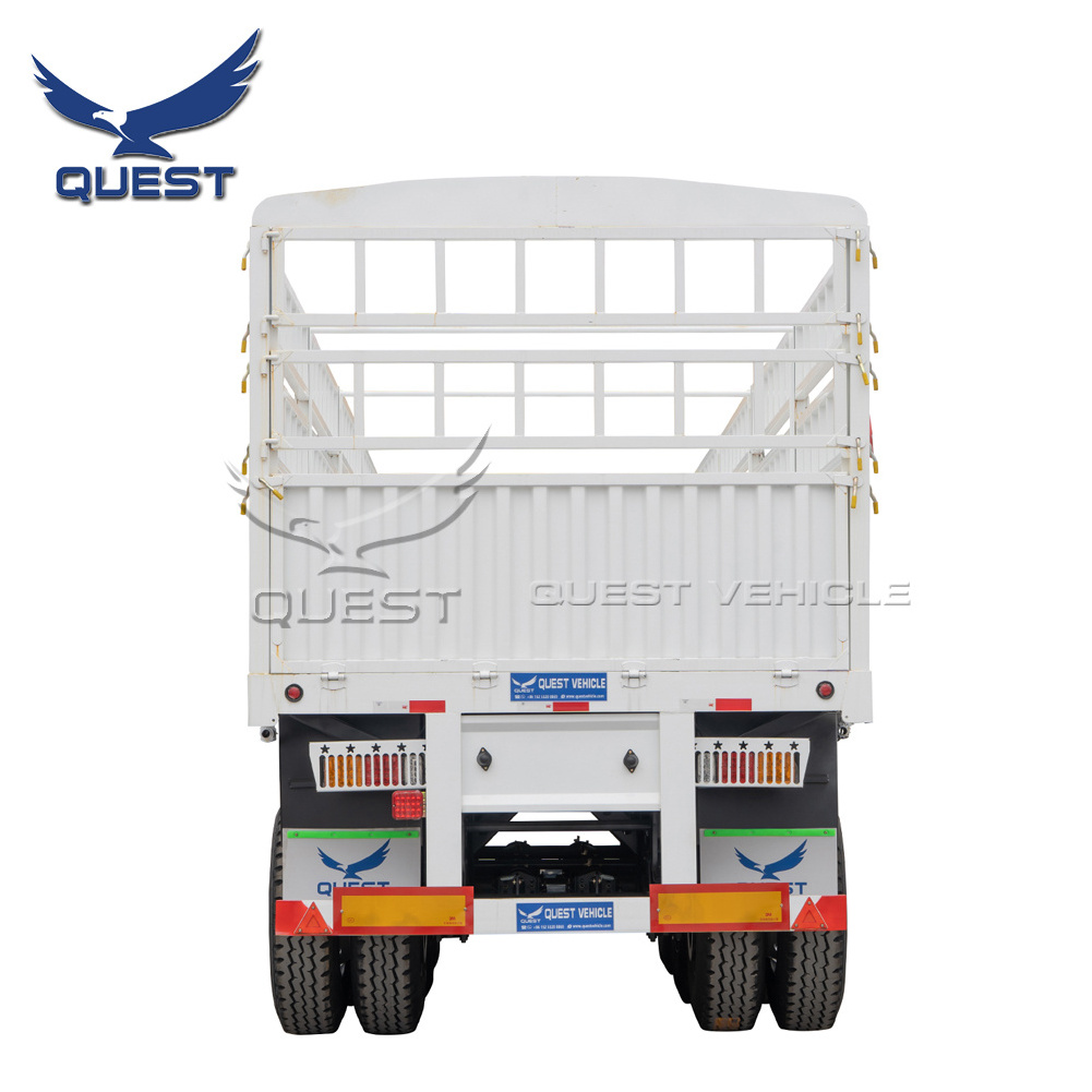 QUEST VEHICLE 3 Axle 4 Axle 50-80tons Fence Semi Trailer enclosed Pickup Side Wall Fence Cargo Trailer