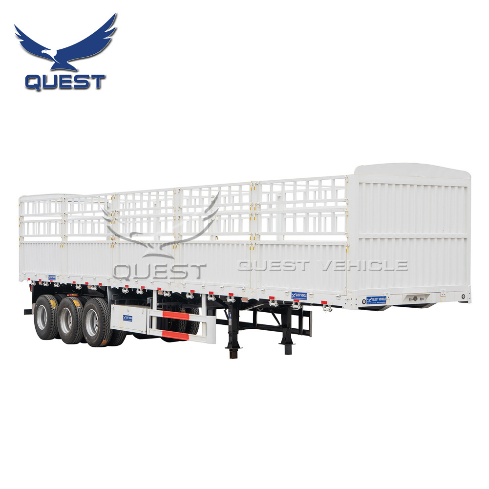 QUEST VEHICLE 3 Axle 4 Axle 50-80tons Fence Semi Trailer enclosed Pickup Side Wall Fence Cargo Trailer