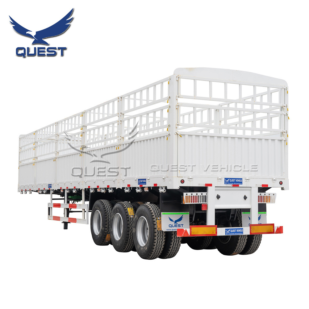 QUEST VEHICLE 3 Axle 4 Axle 50-80tons Fence Semi Trailer enclosed Pickup Side Wall Fence Cargo Trailer