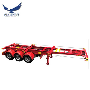 QUEST 3 axle 40 feet 40ft container semi trailer dual combo skeleton chassis for Philippines