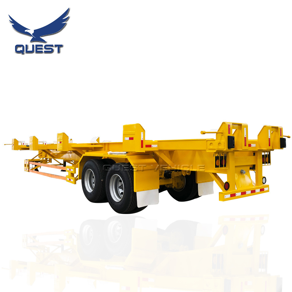 QUEST 65tons Port Used  Bomb Cart skeleton Container Chassis Trailer 20FT 40FT 45ft Terminal Semi Trailer