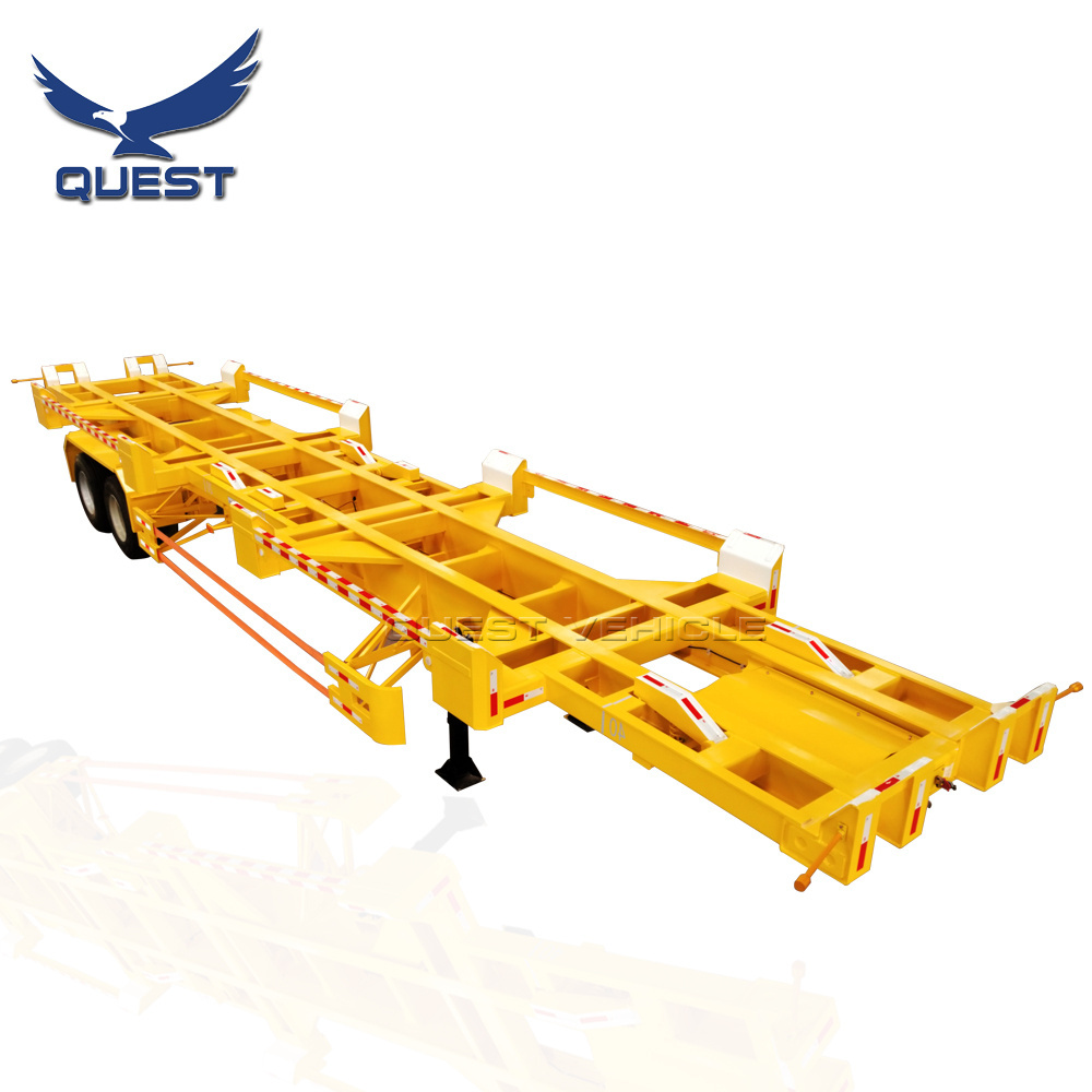 QUEST 2 axles 40 feet skeletal semi trailer 45ft Wharf container port terminal trailer bomb cart