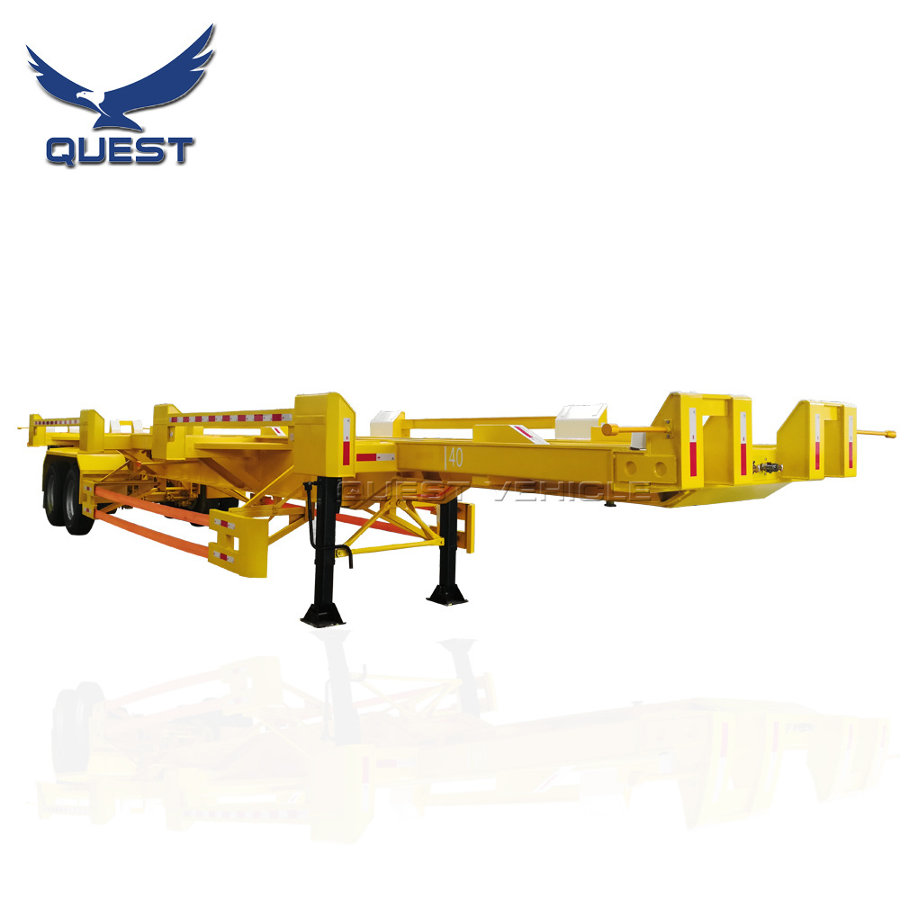 QUEST 65tons Port Used  Bomb Cart skeleton Container Chassis Trailer 20FT 40FT 45ft Terminal Semi Trailer