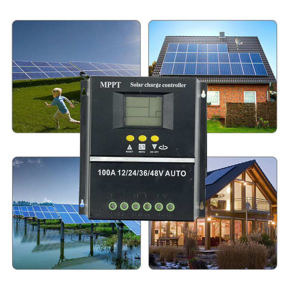 MPPT 60A 80A 100A Solar PV Regulators 12V 24V 36V 48V AUTO solar charge controller Solar PV Battery Charger with LCD & Dual USB