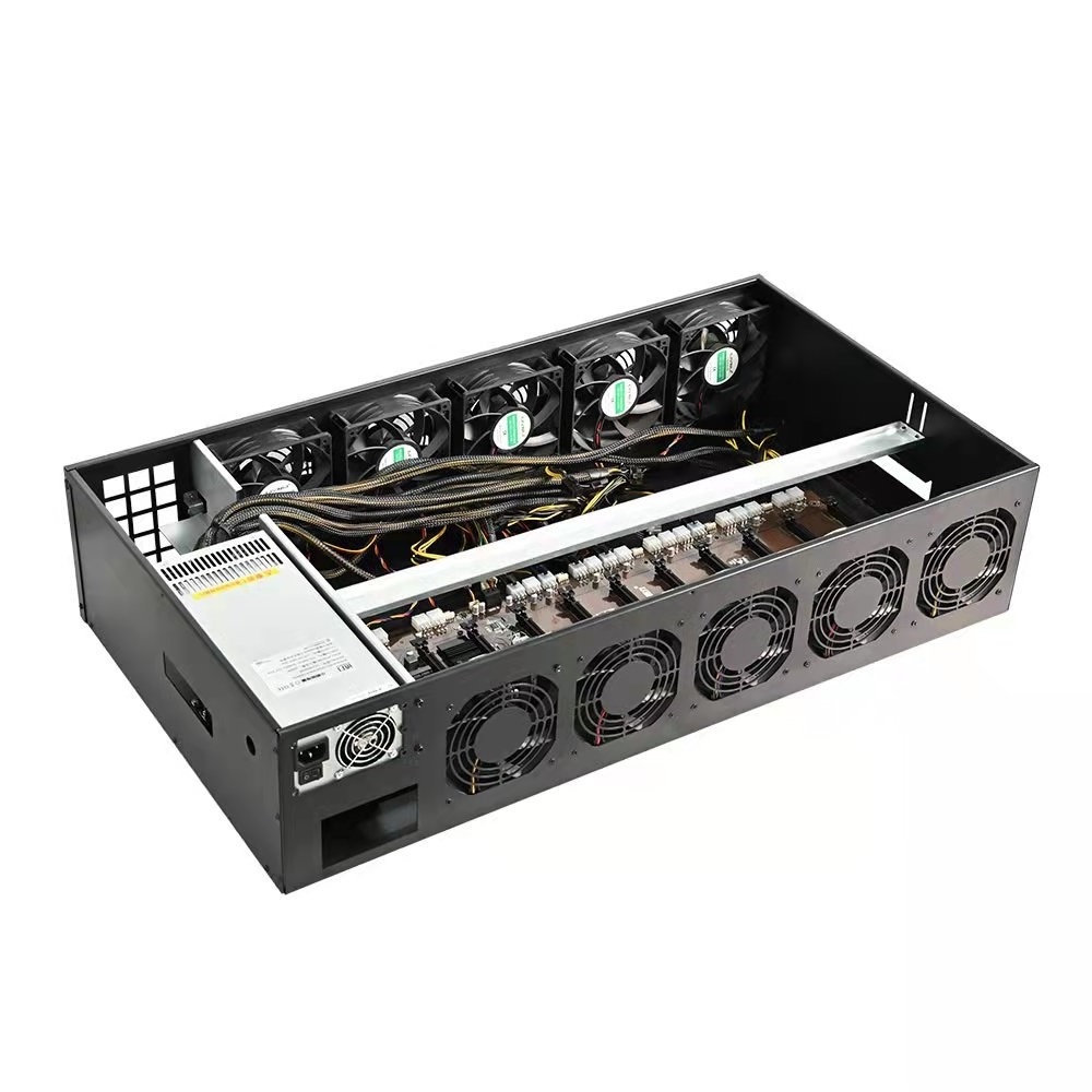 Computer Direct Plug 12 GPU Slots Cards  PC  Frame Case with Motherboard+4GB DDR3  CPU 64GB SSD 2500W Long Cable PSU