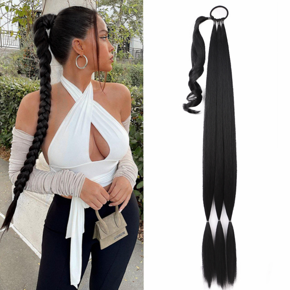 Vigorous Water Wave Drawstring Natural Ponytail For Black Women Heat Resistant Brown Synthetic Ponytail Hair Piece Extension