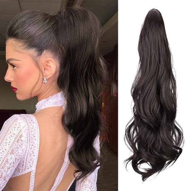 Vigorous Water Wave Drawstring Natural Ponytail For Black Women Heat Resistant Brown Synthetic Ponytail Hair Piece Extension