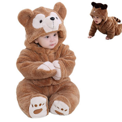 OEM Baby Jumpsuit Thickening Romper Winter Kid Blank Long Sleeve Baby Onesie Zipper Organic Cotton Rib  Animal Pajamas