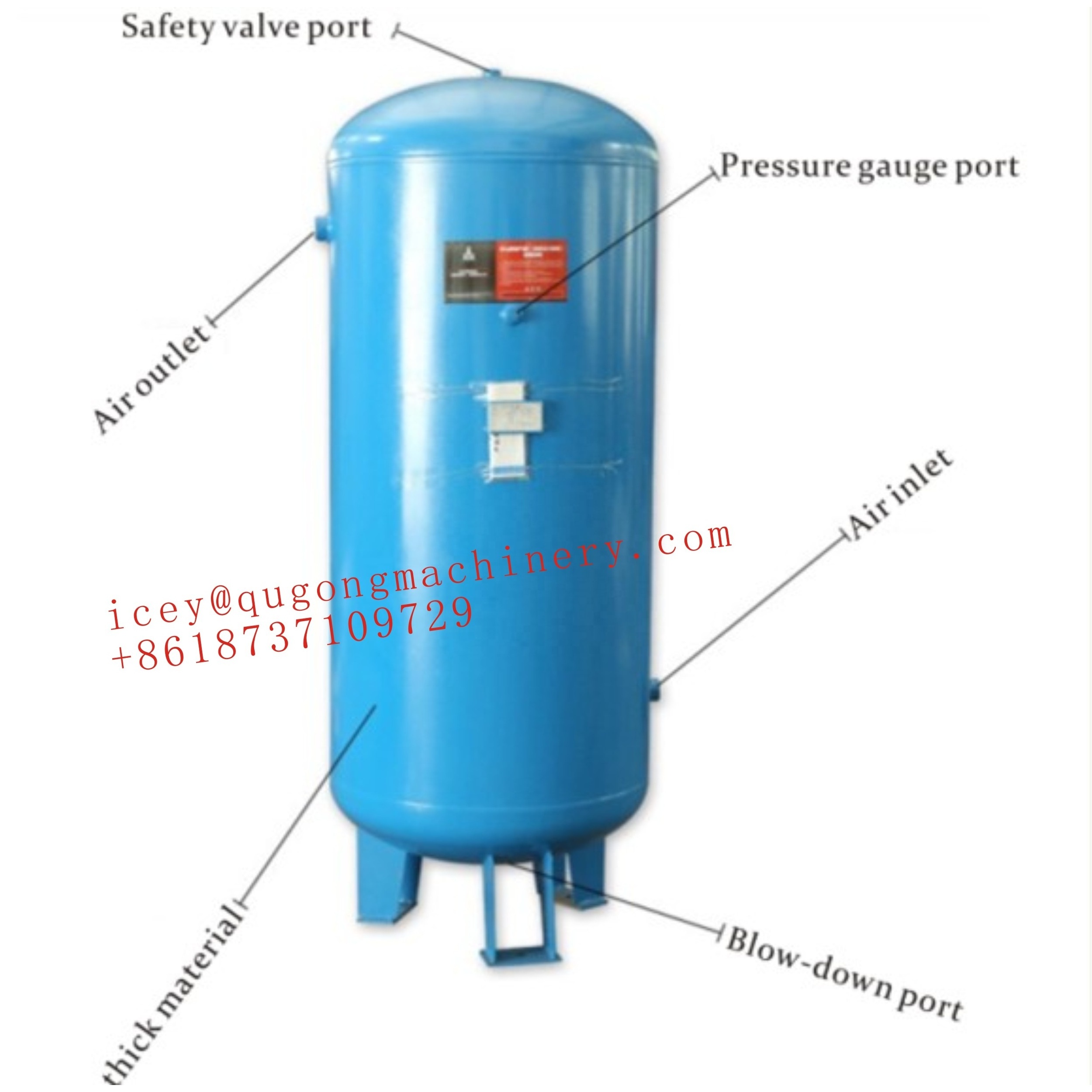 High pressure 1000 Litre screw compressor air receiver tank/8-40bar Air receiver vertical stainless steel tank