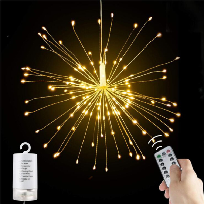 Hot sale Christmas decorations fairy lights outdoor waterproof remote control copper wire firework dandelion string LED lights