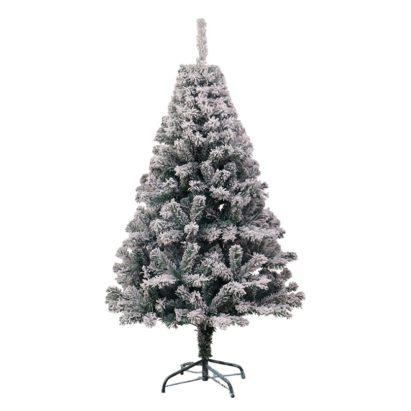 New PVC Flocking Christmas Tree 1.5m Falling Snow Artificial Christmas Tree for Christmas Supplies Indoor & Outdoor Decoration