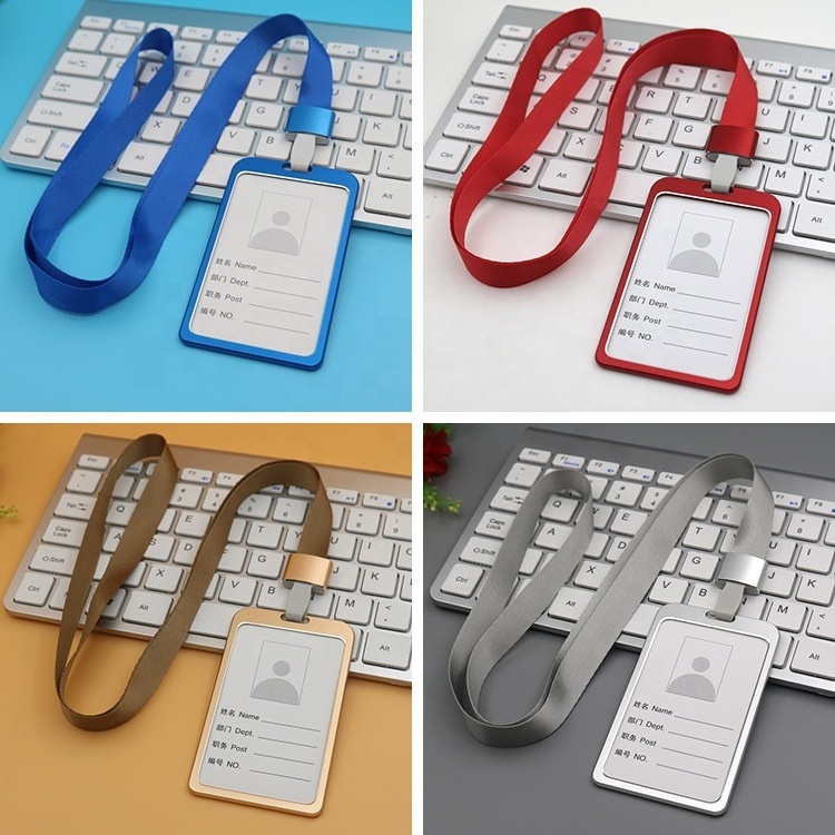 Aluminum Alloy Metal Id Card Holder With Lanyard