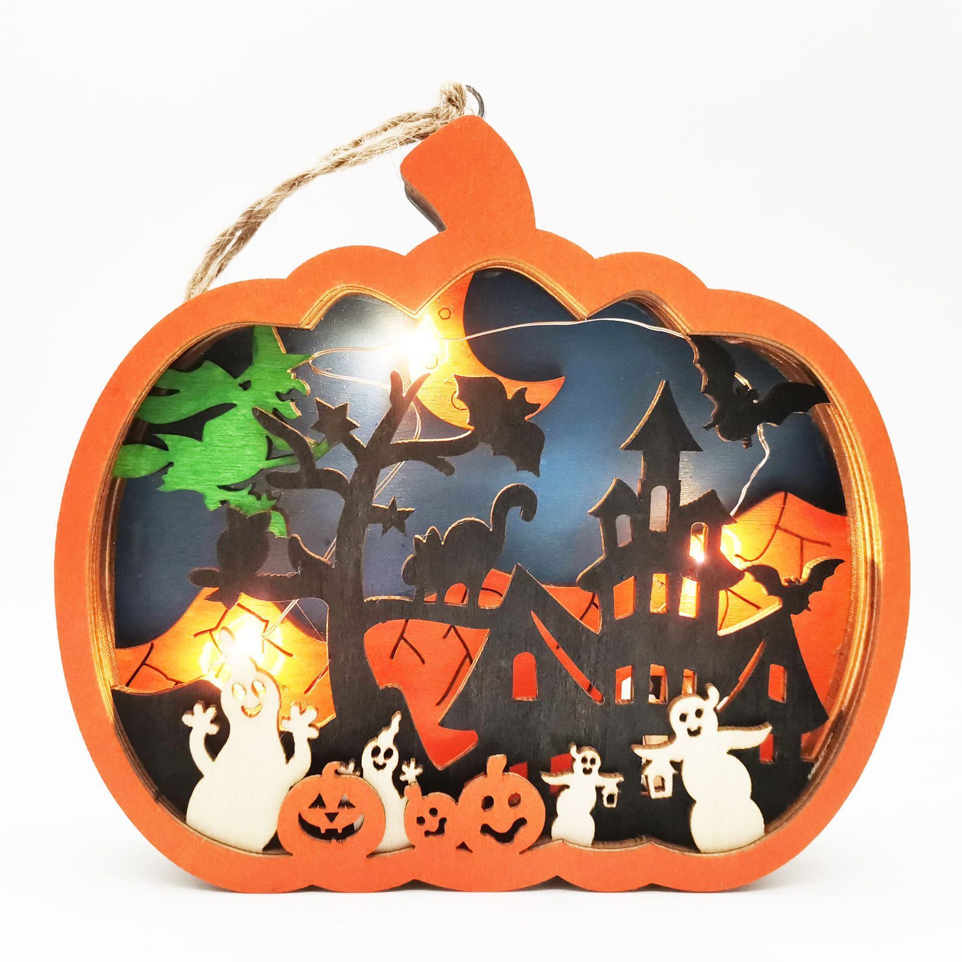 2022 New Halloween party Props decoracion Light wood Battery Halloween Battery pumpkin LED lights for outdoor decorations