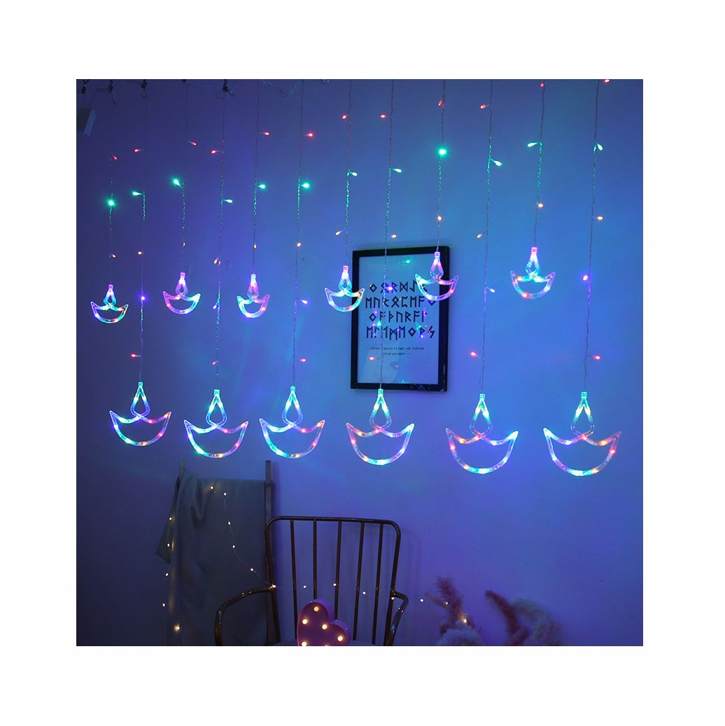 Hot selling Christmas lights Diwali anchor string curtain lights Diya boat row lights candles festival decorations LED