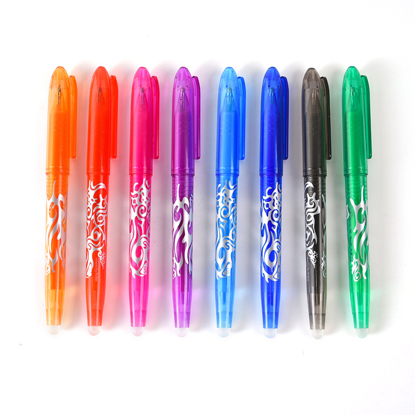 Hot Sale Plastic Erasable Gel Pen with eraser Erasable Inks Pen 8 Colors student Drawing Gel pen Sets for School Supplies