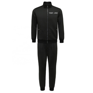 Black Zipper Stand Collar Tracksuit Blank Men Sports Wear Tracksuit