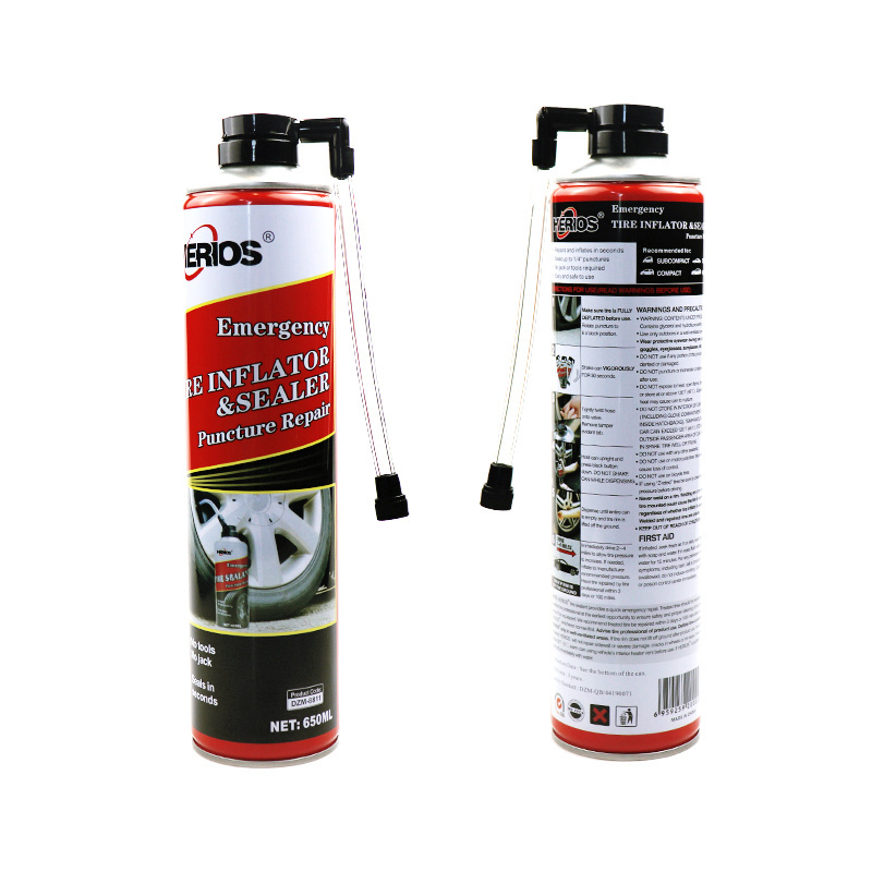 2022 Tire Sealer and Inflator Anti Puncture Heavy Duty Tire Repair Spray 650ml HERIOS