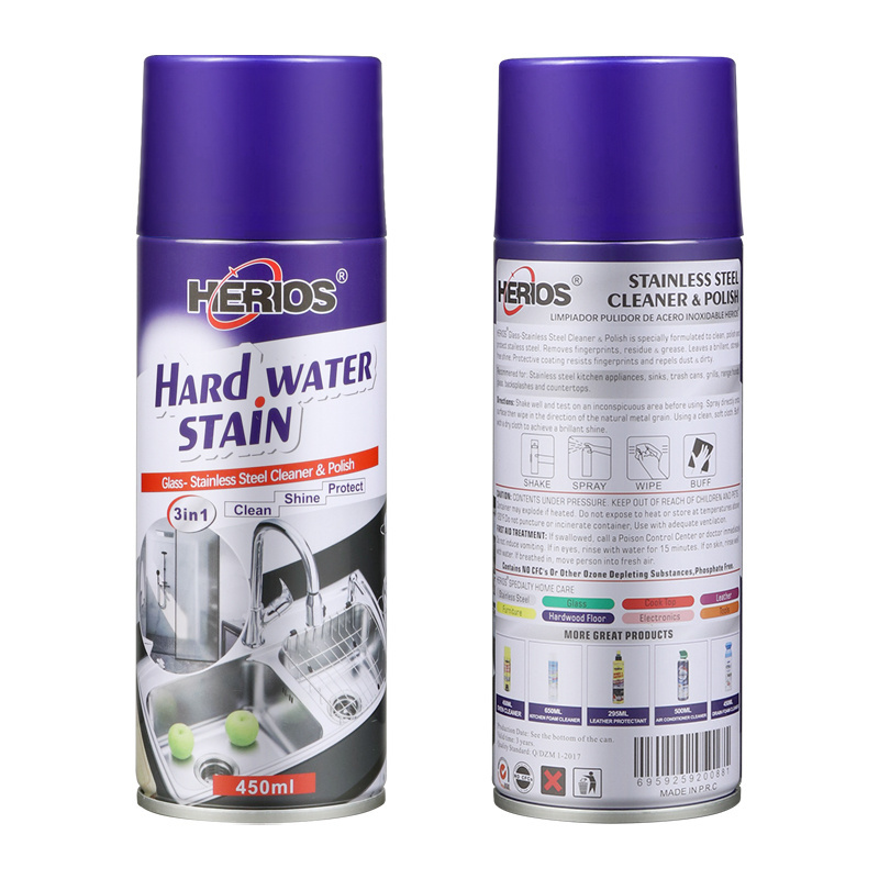 Herios Stainless Steel Cleaner Removes Water Marks and Polish - Works Great on Hard Water Stain Refrigerators, Dishwashers Spray