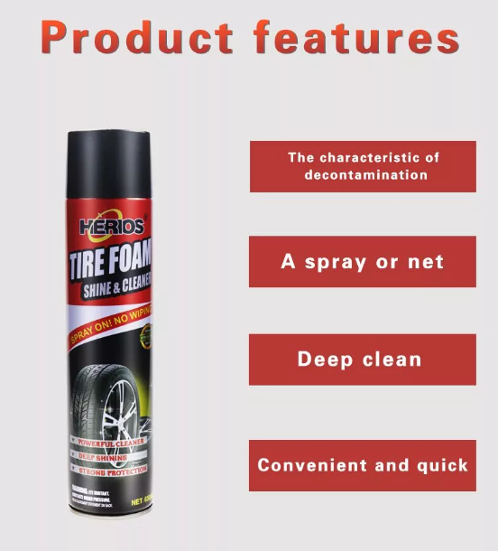 Tire Foam Cleaner Sprayable Extra Glossy Tire Shine Safe for Cars, Trucks, Motorcycles, RVs & More,