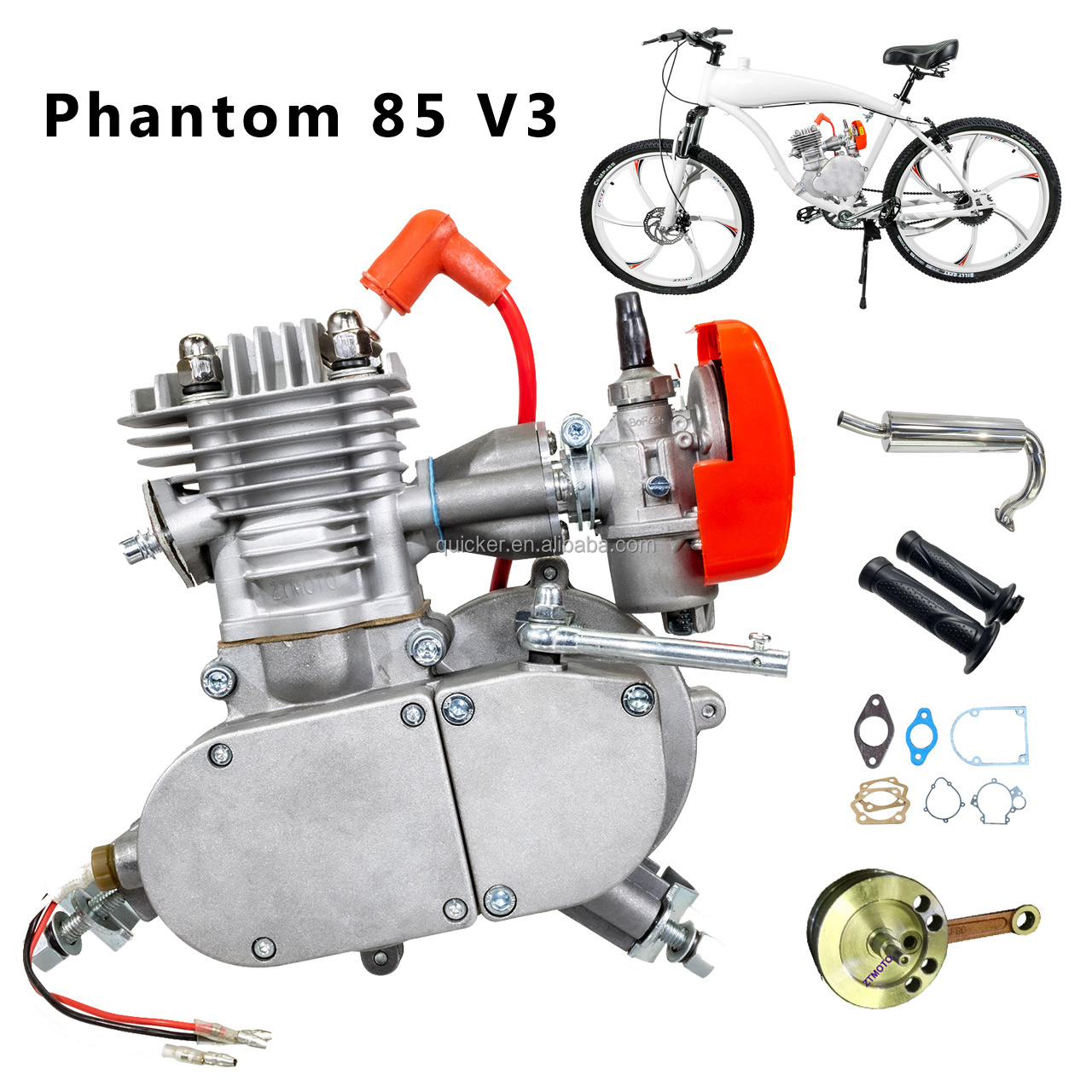 DIY racing gasoline bicycle moped 80cc 85cc bicycle engine kit 2 stroke motorized bike motor