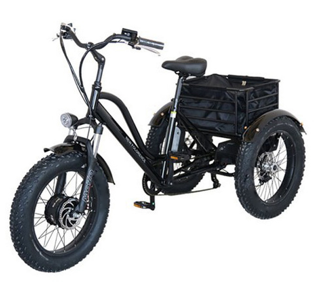 CE Customization Hot Sale Electric Fat Tire Snow Tricycle Trike 48V500W 15Ah Lithium Battery Steel Frame Cargo Bicycle