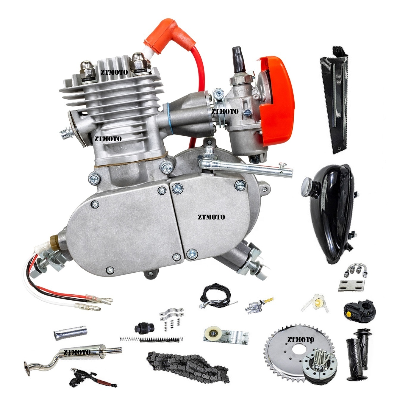 Bicicleta con motor gasolina 85cc 80cc motorized bicycle engine bore 52mm gas motor 2 stroke engine bicycle