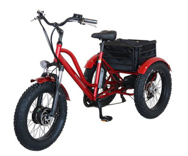 CE Customization Hot Sale Electric Fat Tire Snow Tricycle Trike 48V500W 15Ah Lithium Battery Steel Frame Cargo Bicycle