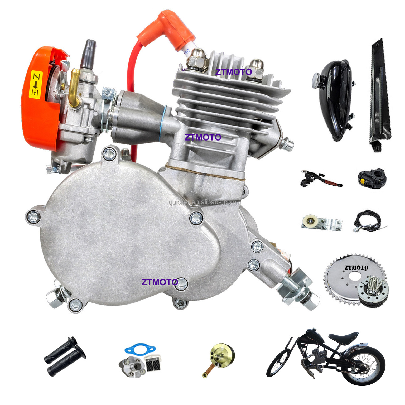 True 85cc Phantom bike engine kit two stroke bike engine 80cc 100cc gas powered bicycle motor