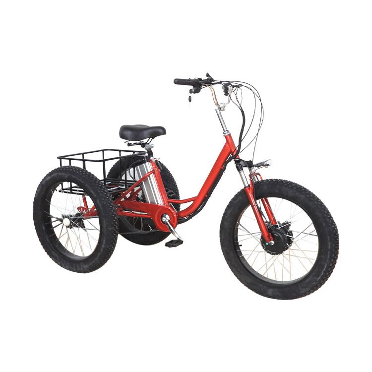 CE Customization Hot Sale Electric Fat Tire Snow Tricycle Trike 48V500W 15Ah Lithium Battery Steel Frame Cargo Bicycle